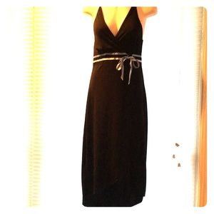 Black halter dress with blue ribbon ties size S